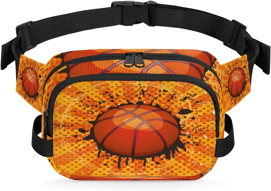 Basketball Retro Grunge Fanny Pack Crossbody Bags for Women Men Belt Bag Waist Pack Bag Fanny Packs Cross Body Bag Phone Holder for Outdoors Sports Hiking Travel