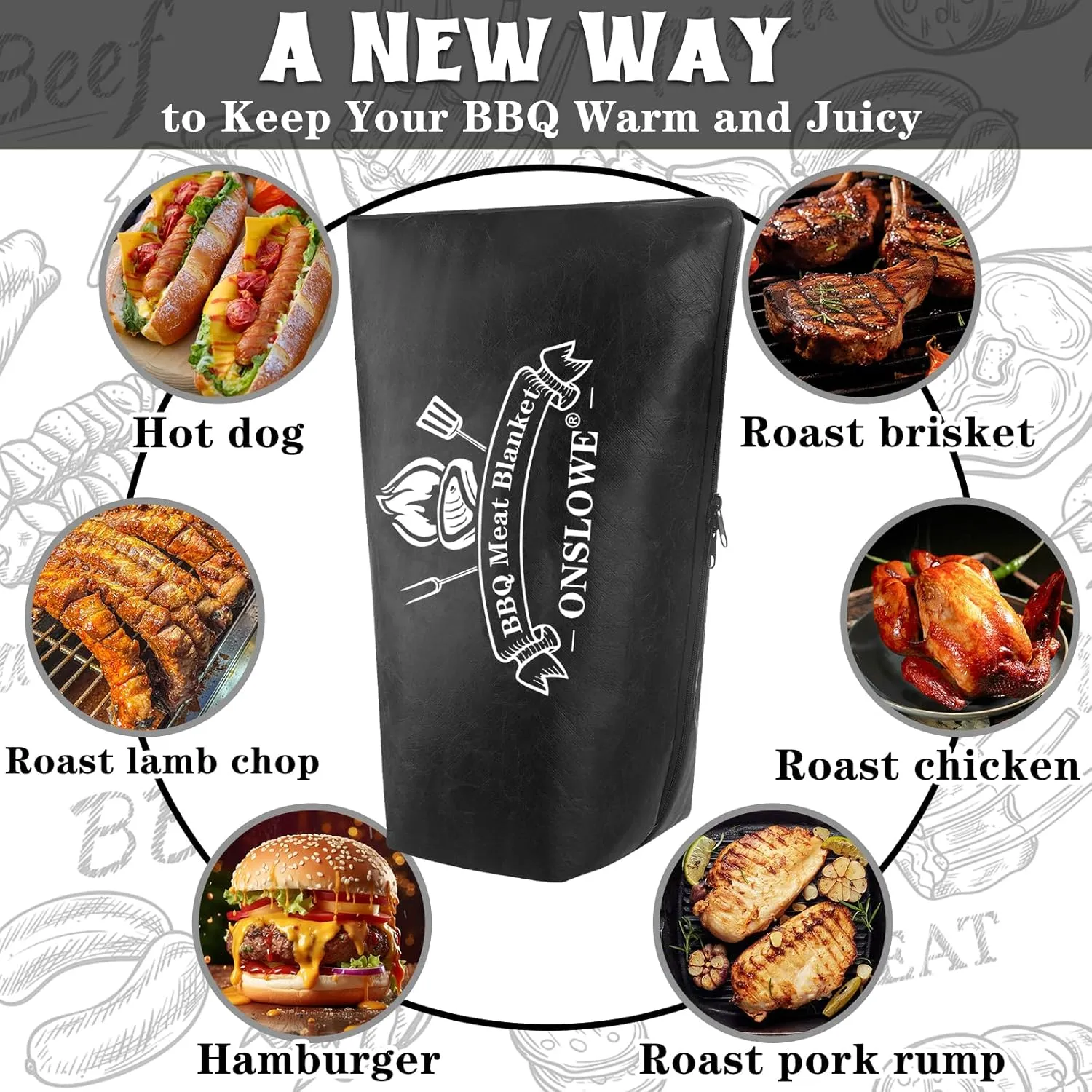 BBQ Blanket for Resting Meat, Reusable Insulated Meat Resting Bag, Smoker Meat Resting Blanket with Wide Mouth for Large Brisket/Pork Shoulders/Turkeys, BBQ Gifts for Men Dad Husband(25 in)