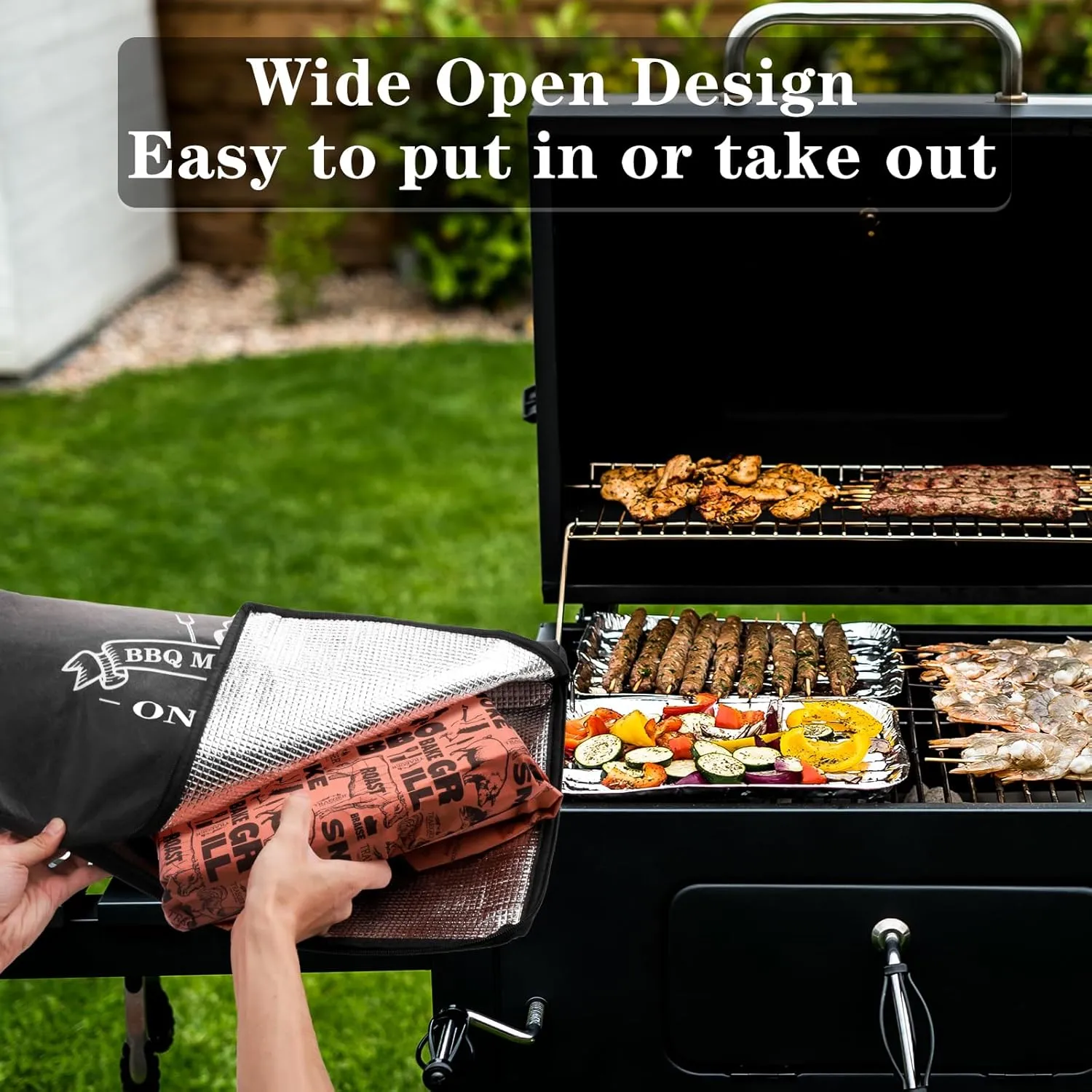 BBQ Blanket for Resting Meat, Reusable Insulated Meat Resting Bag, Smoker Meat Resting Blanket with Wide Mouth for Large Brisket/Pork Shoulders/Turkeys, BBQ Gifts for Men Dad Husband(25 in)