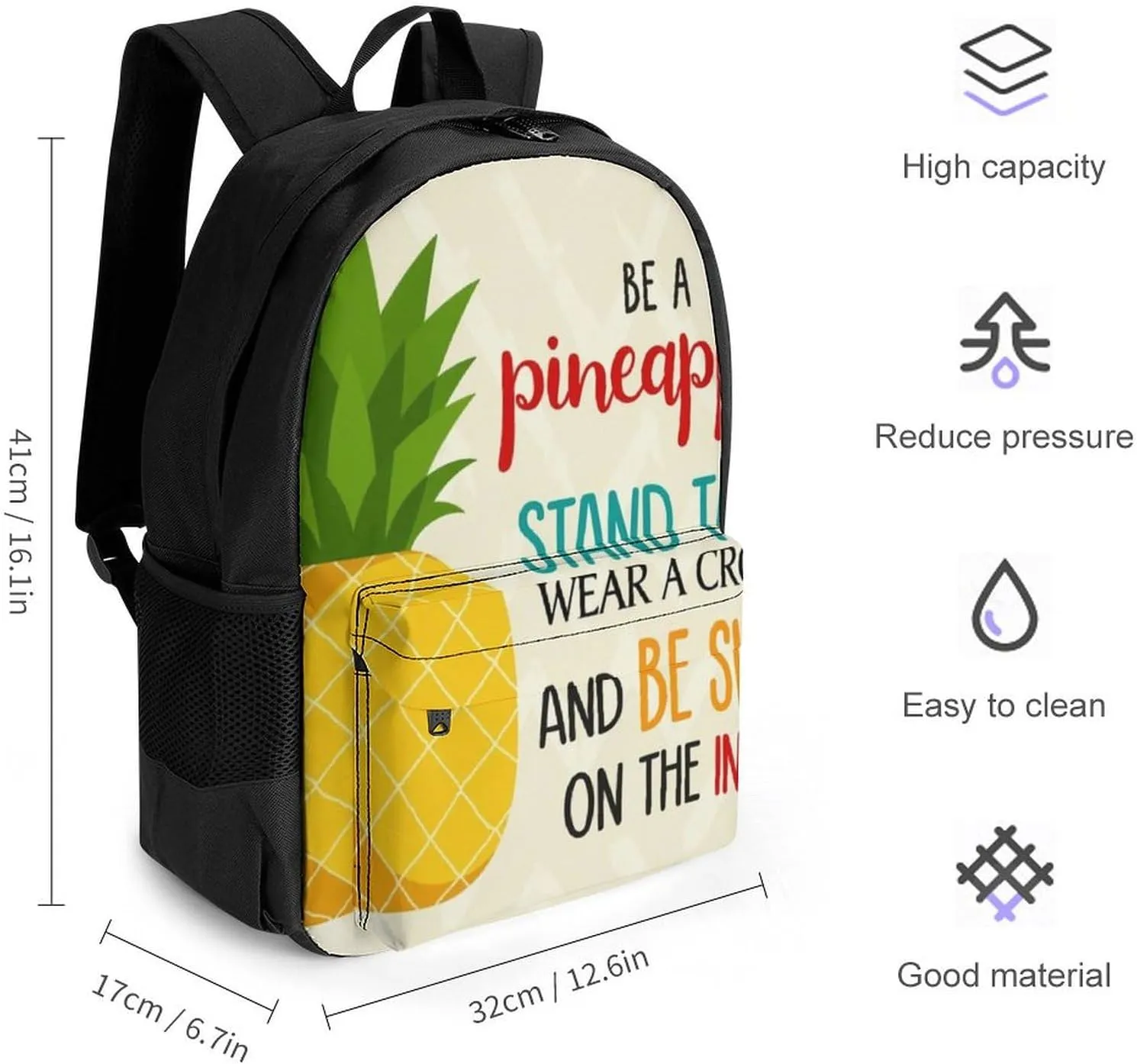 Be A Pineapple Rucksacks Lightweight Multipurpose Anti-Theft Shoulder Bag Big Capacity Laptop Book Bag Rucksack With Padded Straps