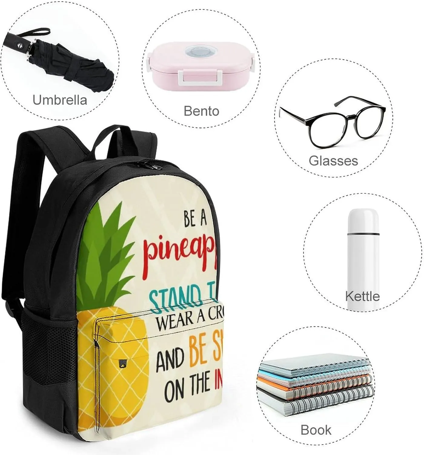 Be A Pineapple Rucksacks Lightweight Multipurpose Anti-Theft Shoulder Bag Big Capacity Laptop Book Bag Rucksack With Padded Straps