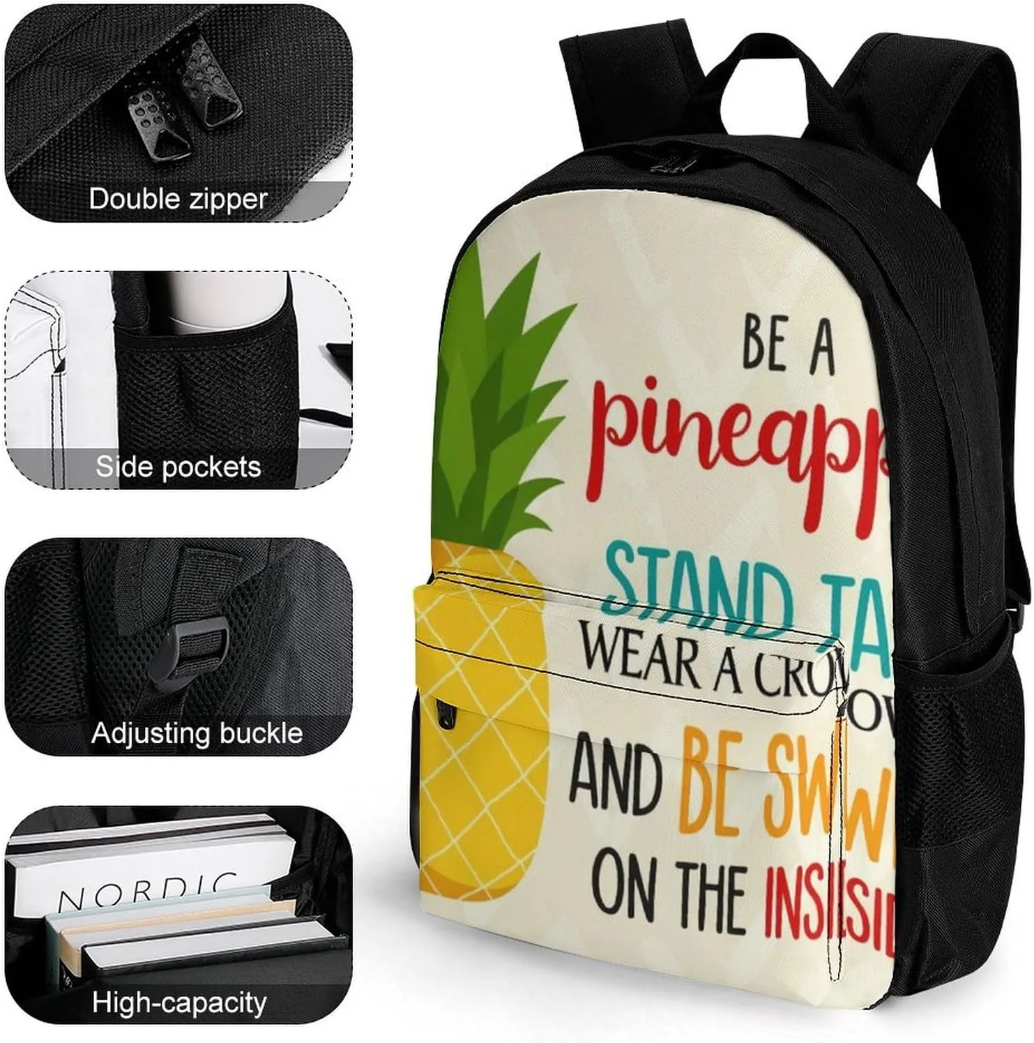 Be A Pineapple Rucksacks Lightweight Multipurpose Anti-Theft Shoulder Bag Big Capacity Laptop Book Bag Rucksack With Padded Straps