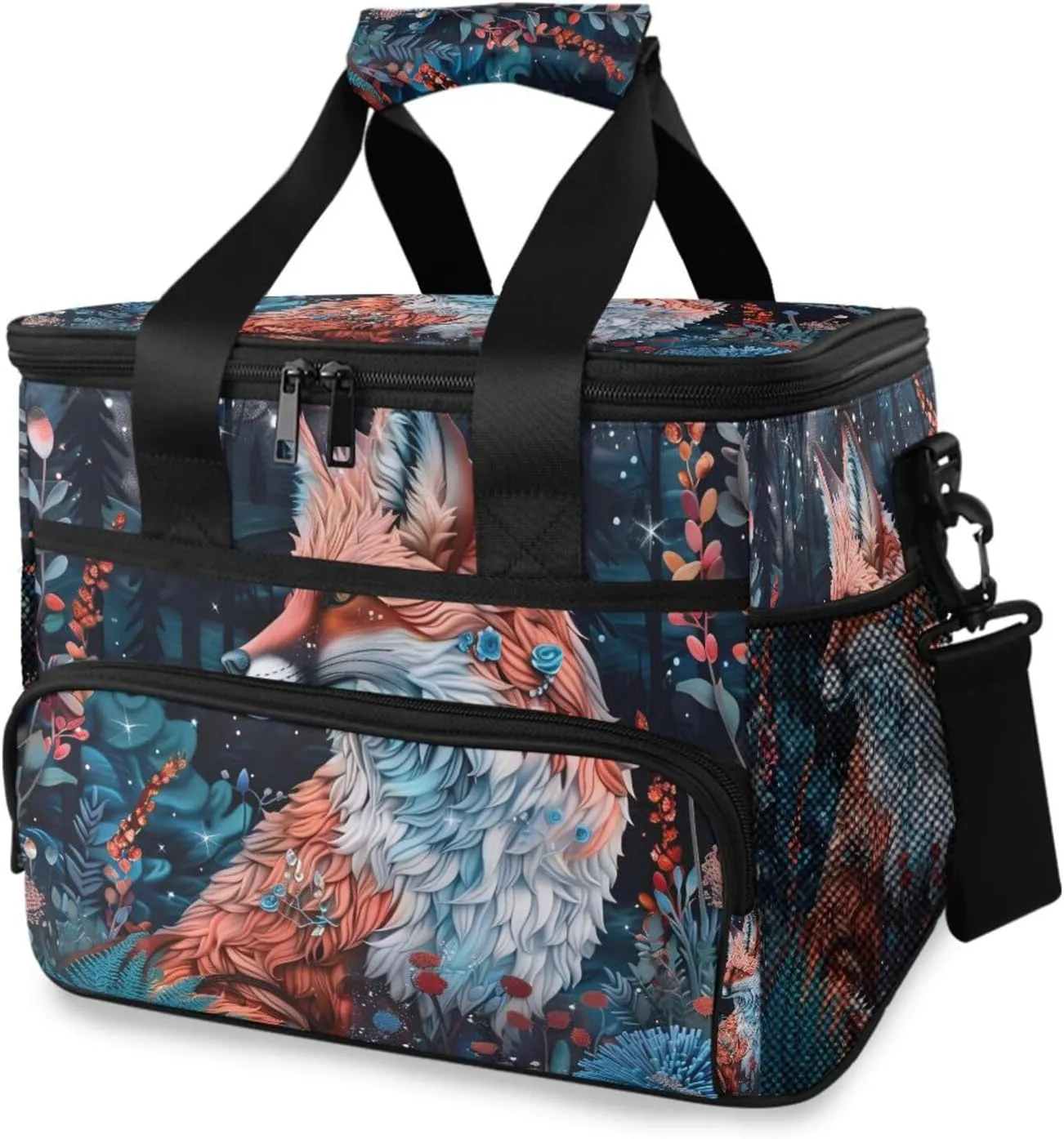 Beautiful Fox Little Animal Cooler Bag Insulated Cooler Soft Sided Cooler 24 Can Portable Picnic Bag Large Leakproof Lunch Bag Box for Beach Grocery Camping Travel Car Men Women