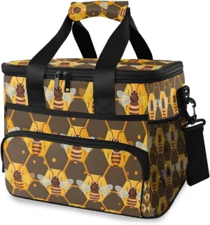 Bee Honey Yellow Cooler Bag Insulated Cooler Soft Sided Cooler 24 Can Portable Picnic Bag Large Leakproof Lunch Bag Box for Beach Grocery Camping Travel Car Men Women