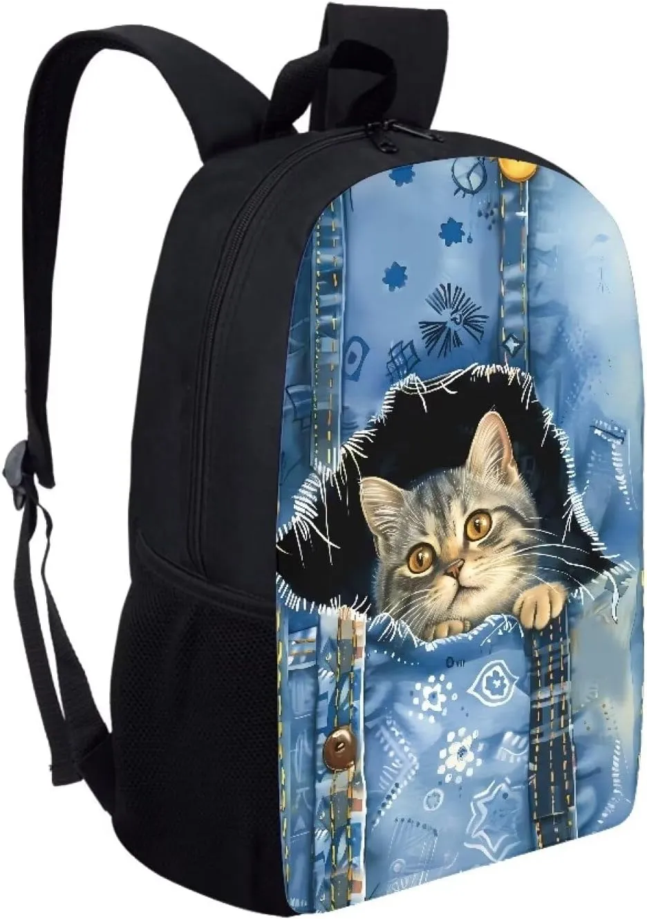 Belidome Cute Cat Backpack for Boys Girls Bookbag with Side Pockets, Back to School Supplies, Large Capacity