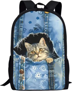 Belidome Cute Cat Backpack for Boys Girls Bookbag with Side Pockets, Back to School Supplies, Large Capacity