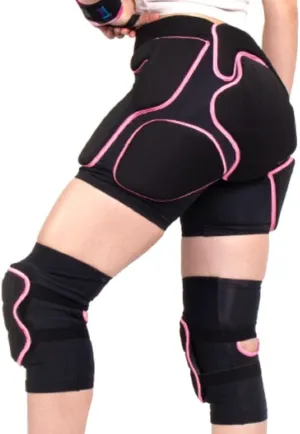BelugaDesign Padded Shorts Knee Set | Women Winter Sports Ski Snowboard 3D Impact Pad | Adjustable Breathable Protective Gear Butt Hip Knee Brace