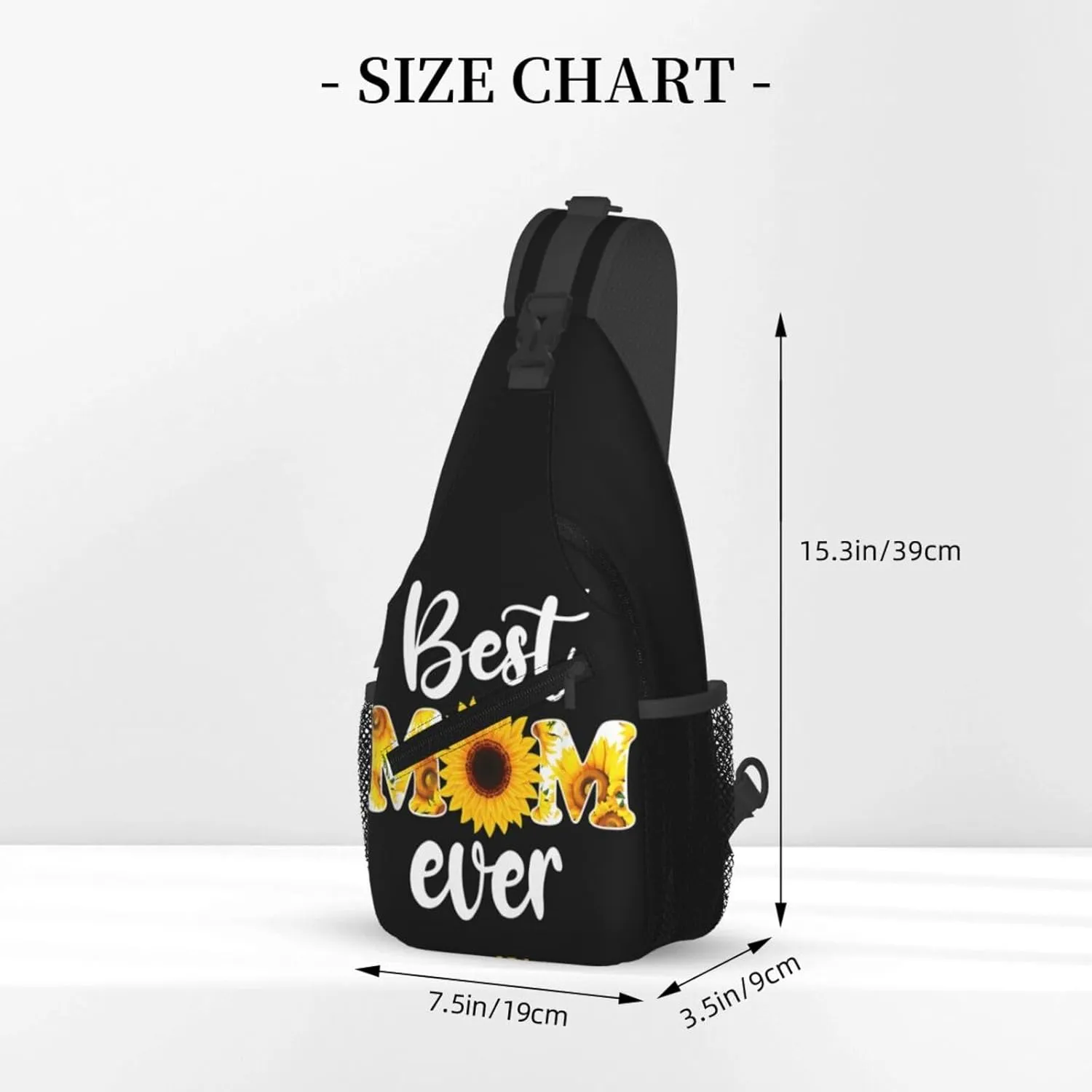 Best Mom Ever Sunflower Mama Mother's Day Crossbody Bag Cross Chest Bag Adjustable Sling Backpack Sports Gym Shoulder Bags Travel Cycling Daypack Diagonally Casual Rucksack