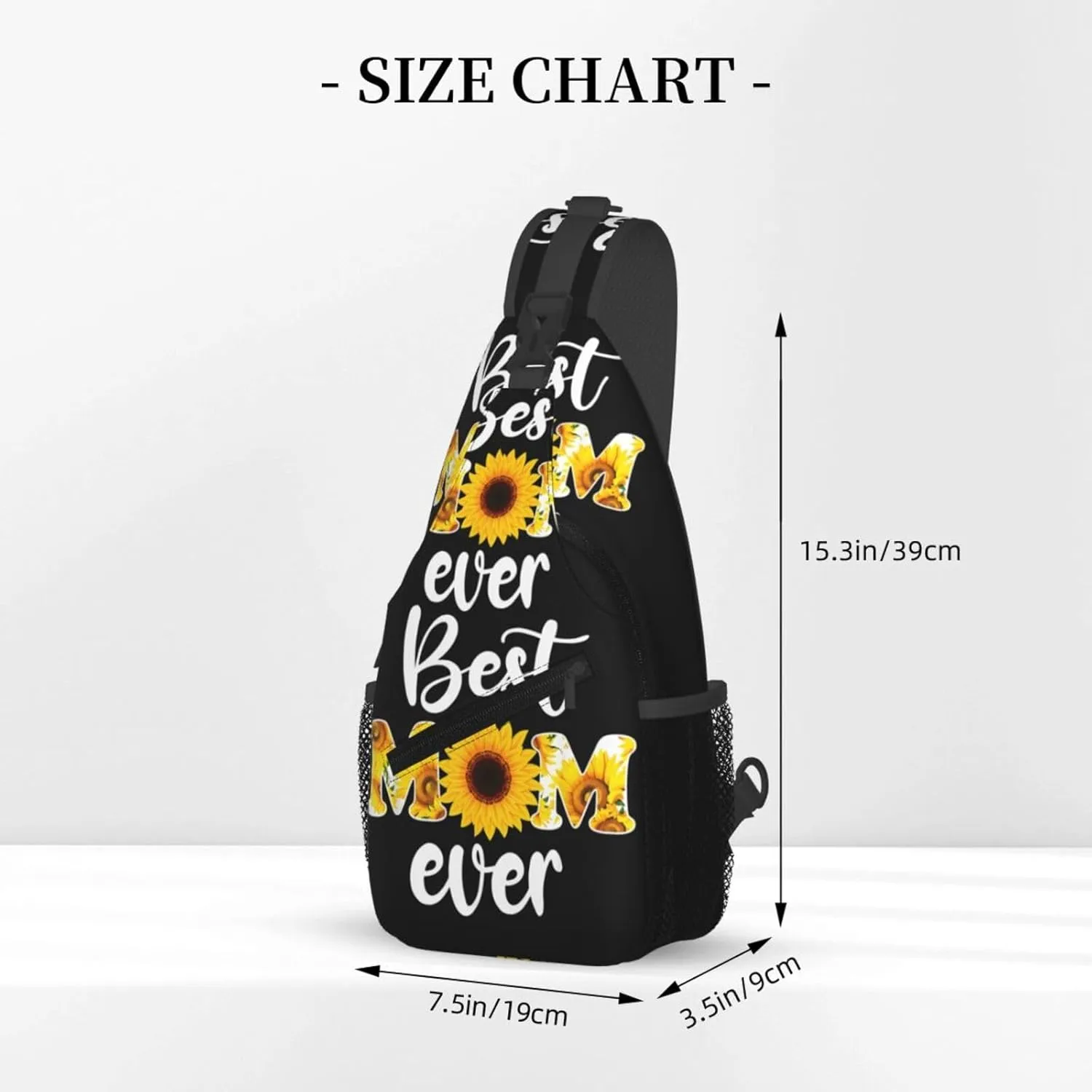Best Mom Ever Sunflower Mama Mother's Day Crossbody Bag Cross Chest Bag Adjustable Sling Backpack Sports Gym Shoulder Bags Travel Cycling Daypack Diagonally Casual Rucksack