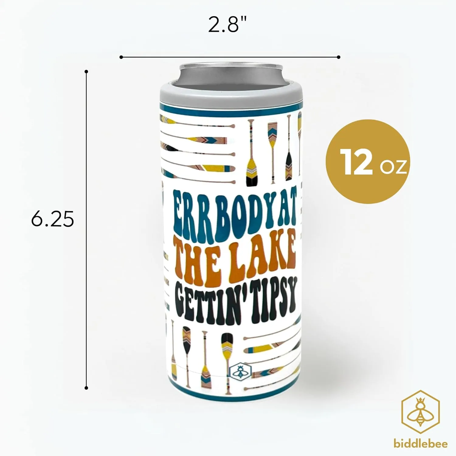 Biddlebee Can Cooler for Standard 12oz Cans & Bottles – Stainless Steel Double Wall Vacuum Insulated Drink Holder – Beach Gift for Men, Women, Vacation, Picnic