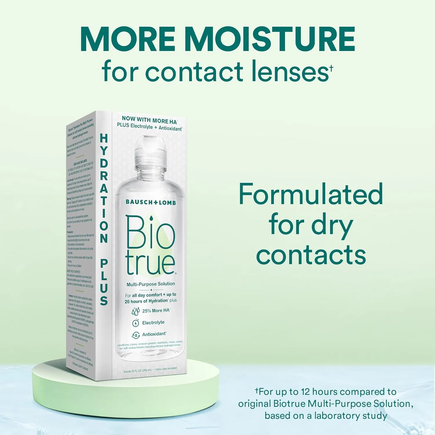 Biotrue Contact Lens Solution, Multi-Purpose Solution for Soft Contact Lenses, Lens Case Included, 10 FL OZ