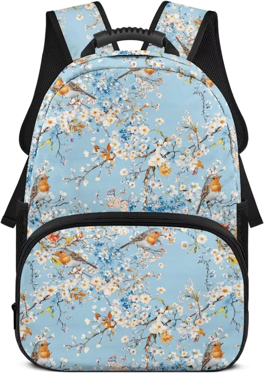 Bird Print Bag for Men Women Floral Travel Backpack Multi Compartment Back Packs School 17 Inch Bagpack Laptop Supplies for College Daily Use
