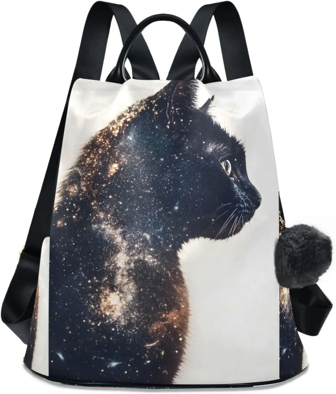 Black Cat Milky Way Universe Backpack for Women Anti Theft Large Fashion Travel Shoulder Bag Purse Rucksack Lightweight