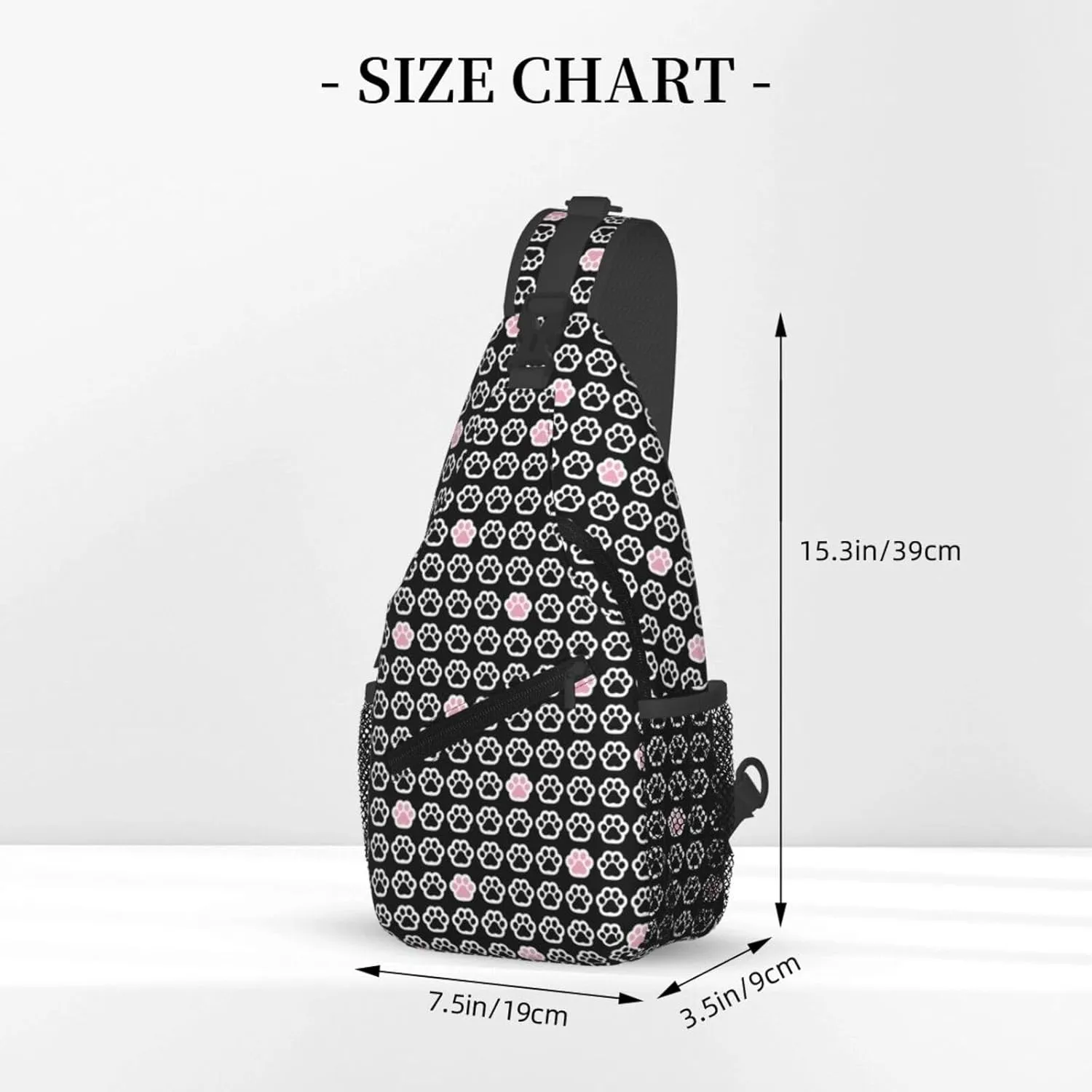 Black Dog Paw Pink Cat Paw Foot Print Cross Chest Bag Diagonally Hiking Crossbody Bag Travel Shoulder Daypack Lightweight Sling Backpack Cycling Daypacks Fitness Chest Backpacks