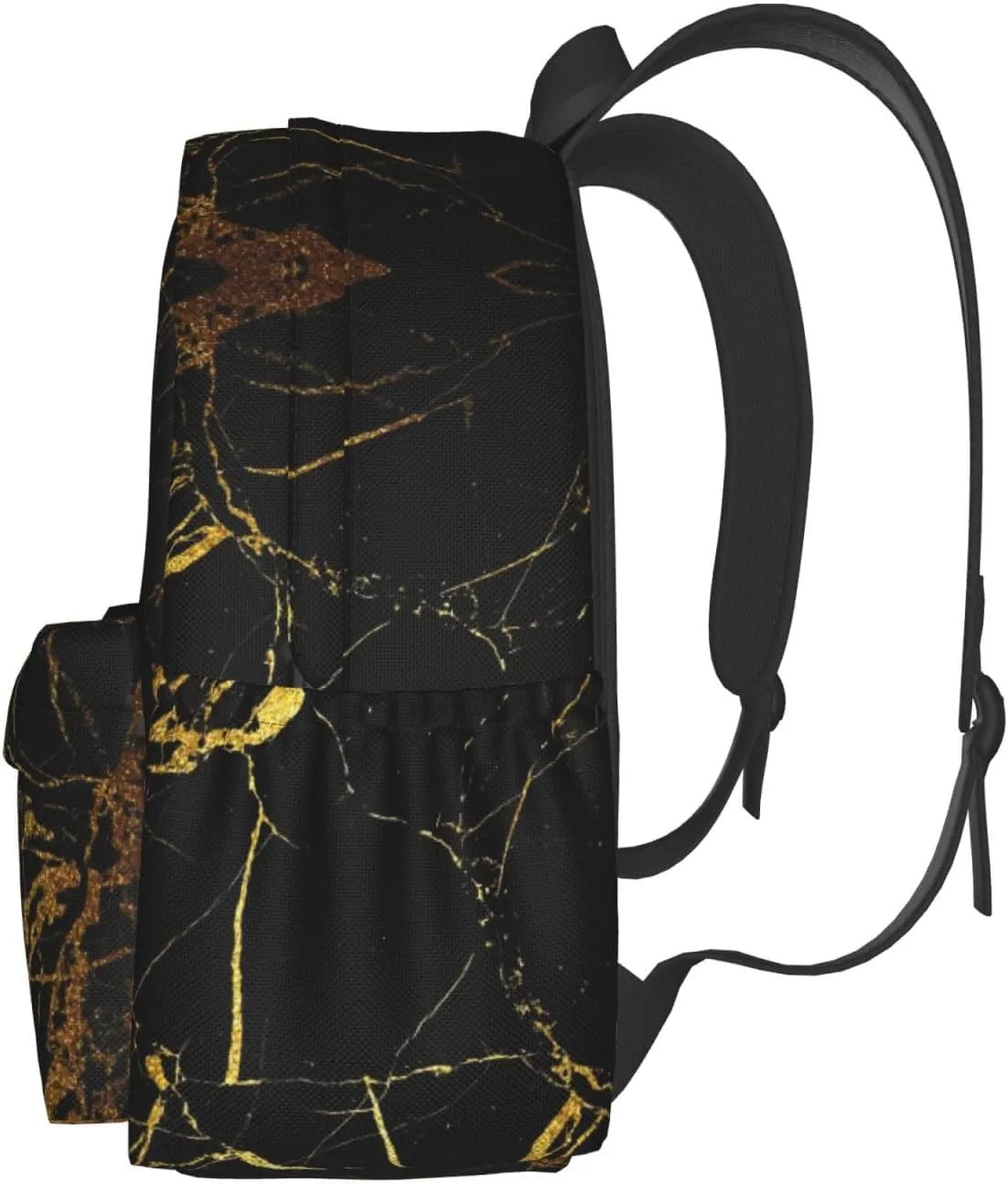 Black Gold Marble Stylish Backpack With Adjustable Padded Shoulder Straps Daypacks For Girls College Travel