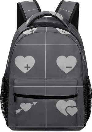 Black Hearts Icon Kids Backpack, Student School Bags for Boys & Girls, Bookbags with Adjustable Strapfor Travel