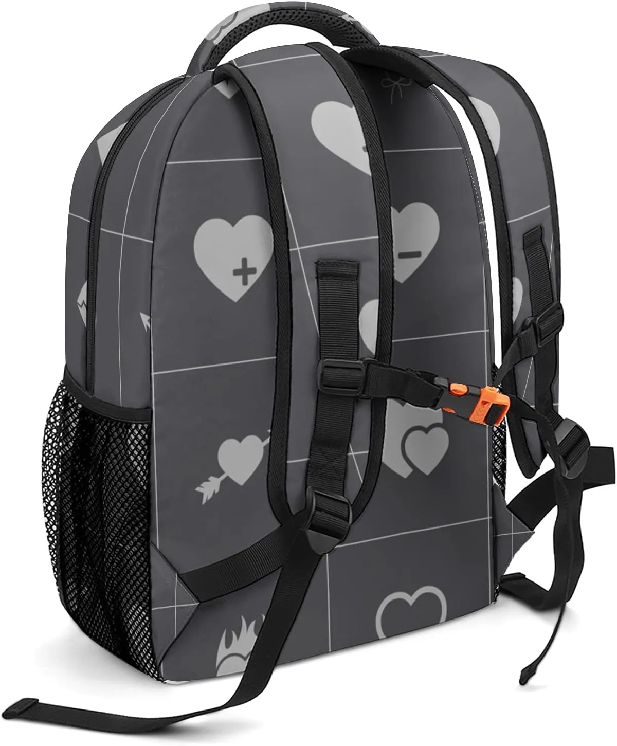 Black Hearts Icon Kids Backpack, Student School Bags for Boys & Girls, Bookbags with Adjustable Strapfor Travel