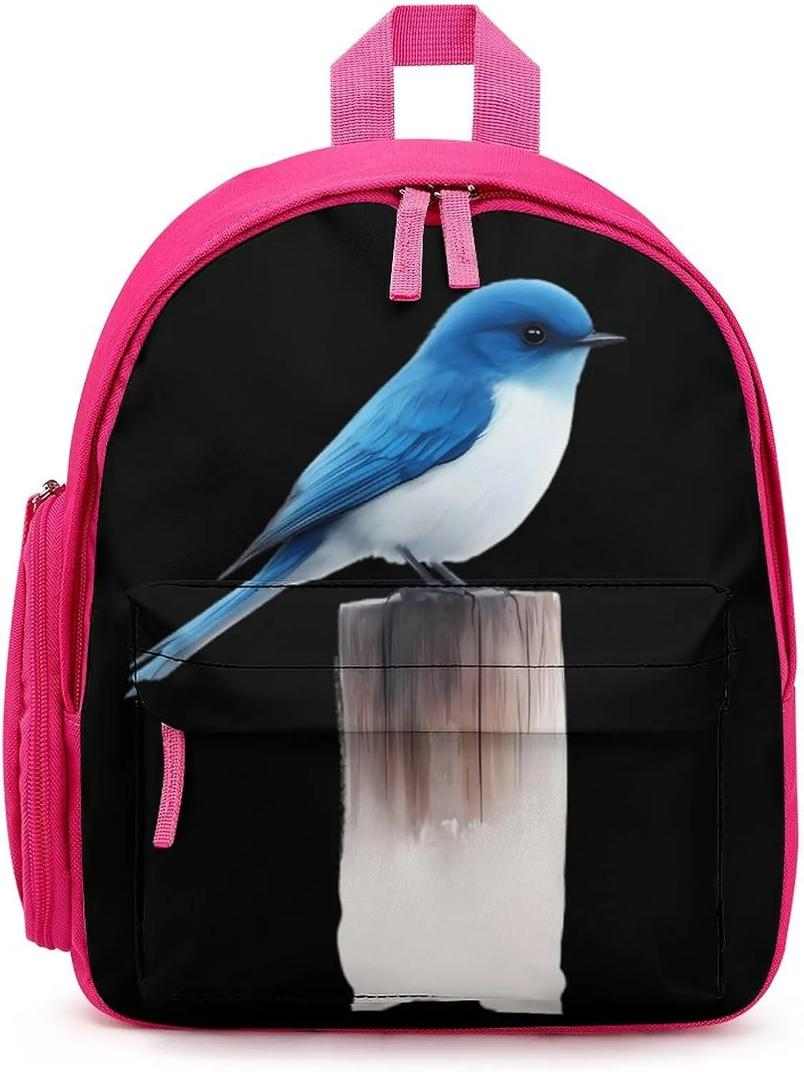 Blue Bird Perched on Stump Cute Backpack Shoulders Bag Casual Daypacks Travel Back Pack for Camping Hiking Pink-style