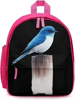 Blue Bird Perched on Stump Cute Backpack Shoulders Bag Casual Daypacks Travel Back Pack for Camping Hiking Pink-style