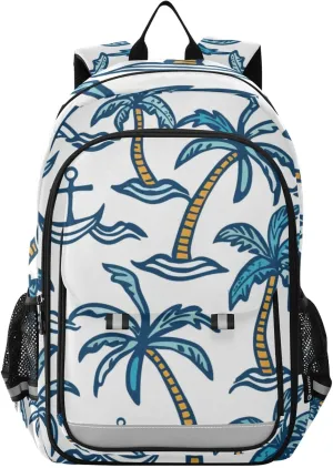 Blue Coconut Palm Spear Laptop Backpack for Boys Girls, Bookbag Travel Bag Casual Daypack School Backpack for Students