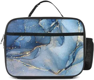Blue Marble Lunch Box Reusable Insulated Lunch Bag For Kids Toddler Girls Boys Blue Thermal Cooler Tote Bag School Work Travel Picnic