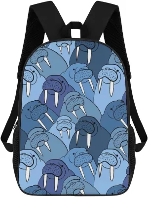 Blue Walrus Fashion 17 Inch Backpack Simple Shoulders Daypacks Lightweight Laptop Bag Travel Gear