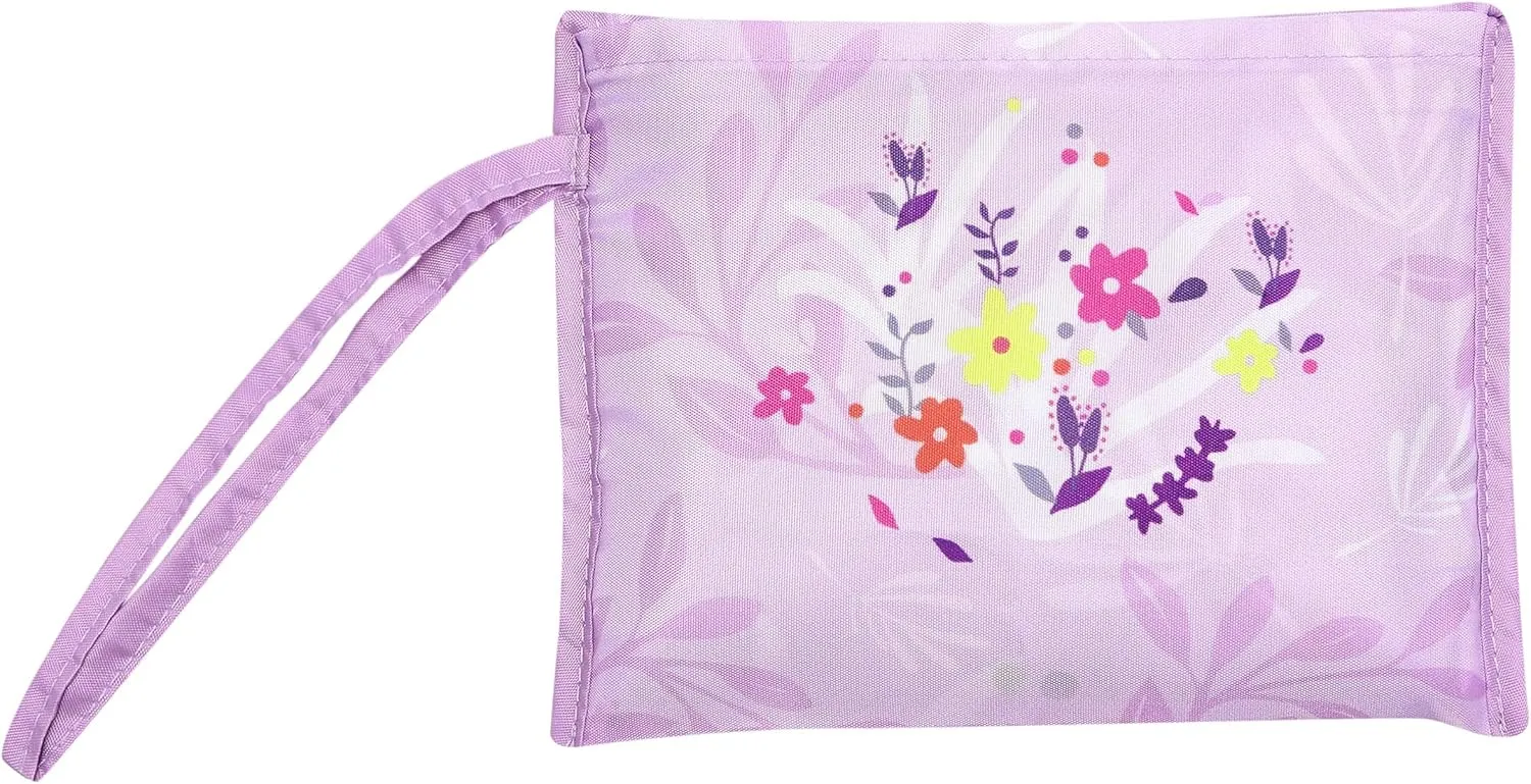 Blueberry Pet Wildflower Print Lightweight Eco-Friendly Reusable Shopping Bag, Lavender, Washable, Pet Parent Must-Have Durable Foldable Grocery Tote Bag and Carryall
