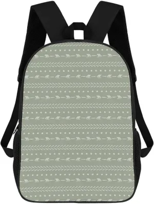 Boho Arrows Mudcloth Style Modern Sage Green Backpack Lightweight Waterproof Backpacks Laptop Backpack for Unisex Casual Travel Daypacks Large Capacity