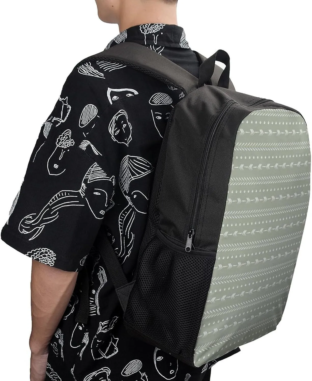 Boho Arrows Mudcloth Style Modern Sage Green Backpack Lightweight Waterproof Backpacks Laptop Backpack for Unisex Casual Travel Daypacks Large Capacity
