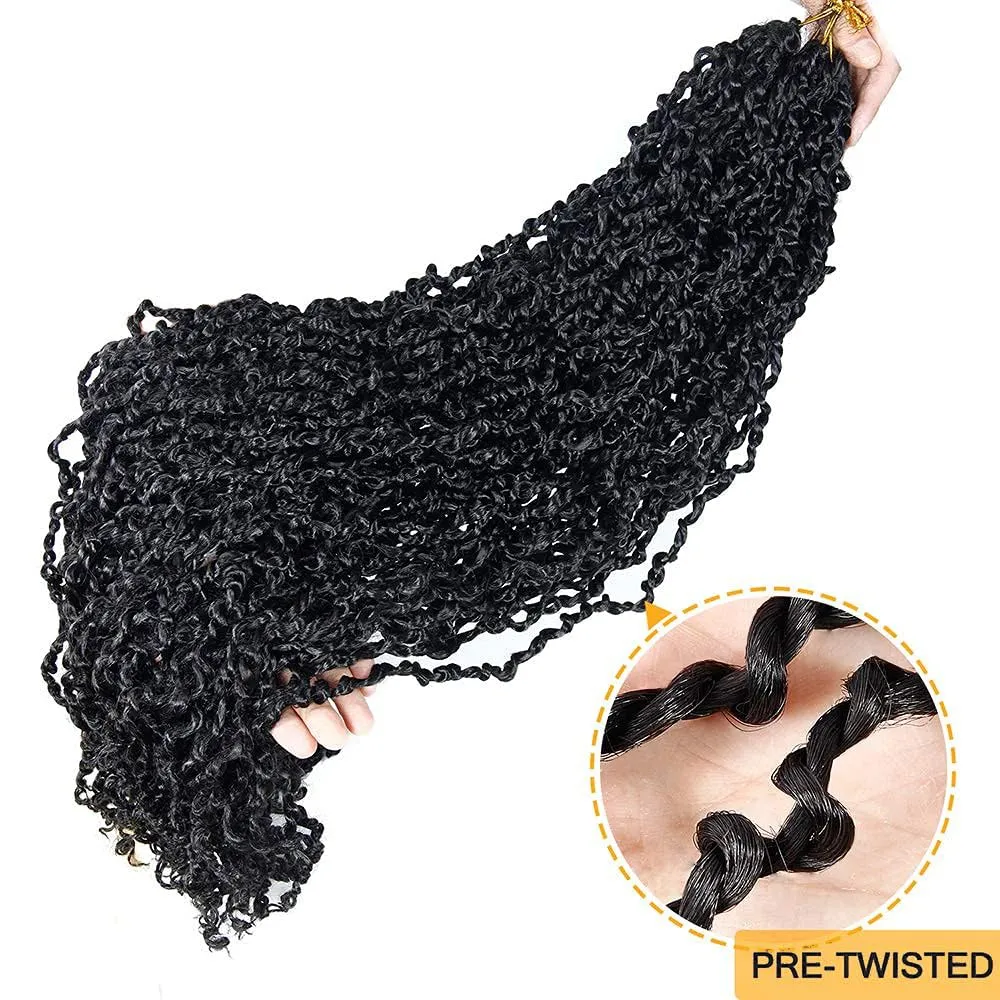 Boho Passion Twist Crochet Hair 20" - 8 Packs Black Pre Twisted Mini Yanky Twist Curly Senegalese Dreadlocks Extensions Pre-looped Soft Locs Braids for Women Synthetic