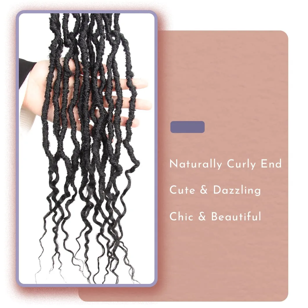 BOHOBABE Faux Locs Crochet Hair 24 Inch, Boho Soft Crochet Locs with Curly Ends, Long Bohemian Goddess Locs Crochet Braids for Black Women (6 Packs, 1#)