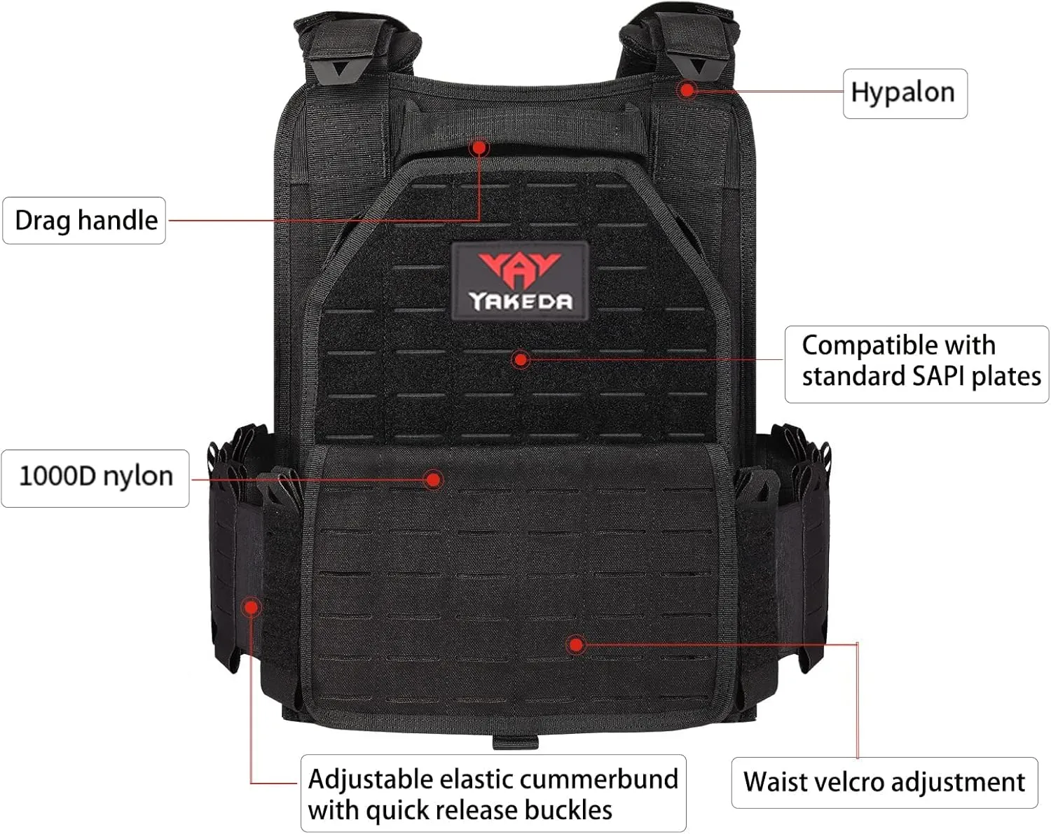 BOMTURN Tactical Vest for Men Quick Release Laser-Cutting Modular Vest for Outdoor