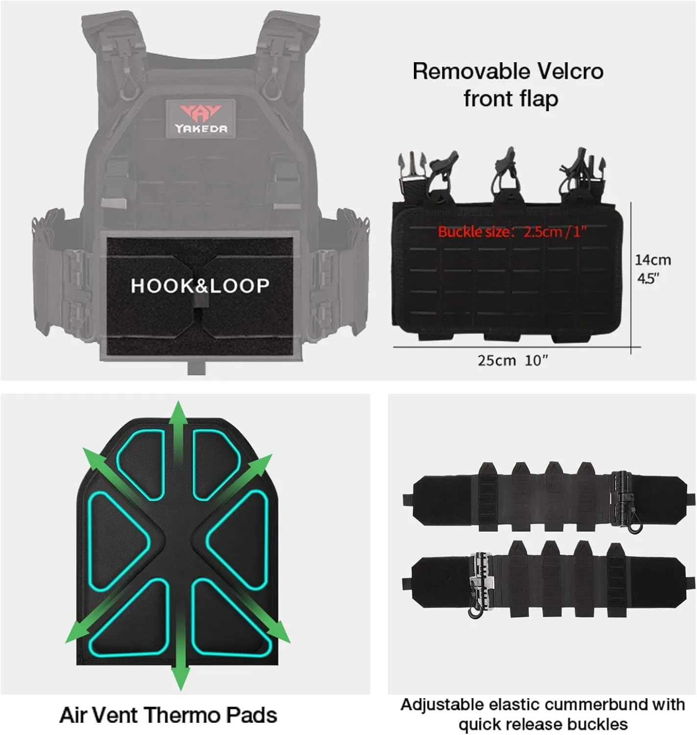BOMTURN Tactical Vest for Men Quick Release Laser-Cutting Modular Vest for Outdoor