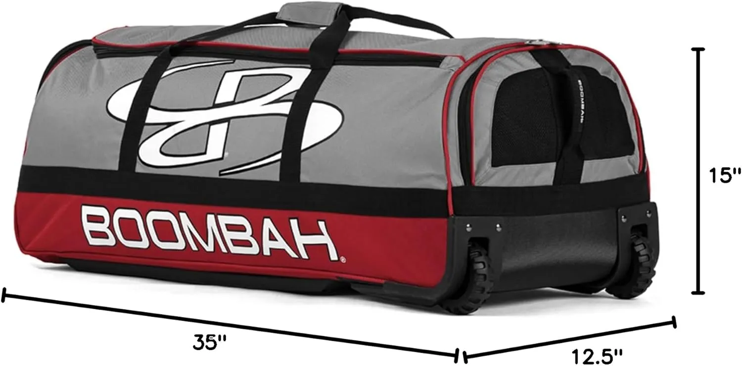 Boombah Brute Rolling Bat Bag - 35" x 15" x 12-1/2" - Multiple Color Options - Holds 4 Bats and Room for Gear - Wheeled Bag