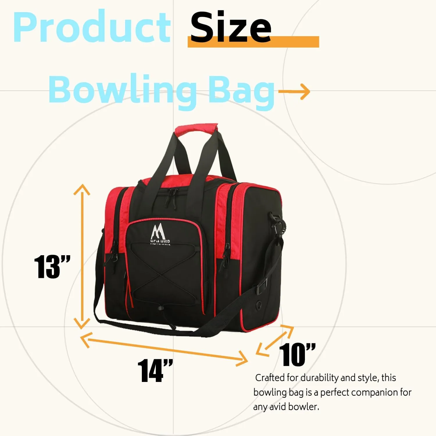 Bowling Ball Tote - Single Ball Bag with Padded Holder - Fits Shoes Up to Mens Size 14