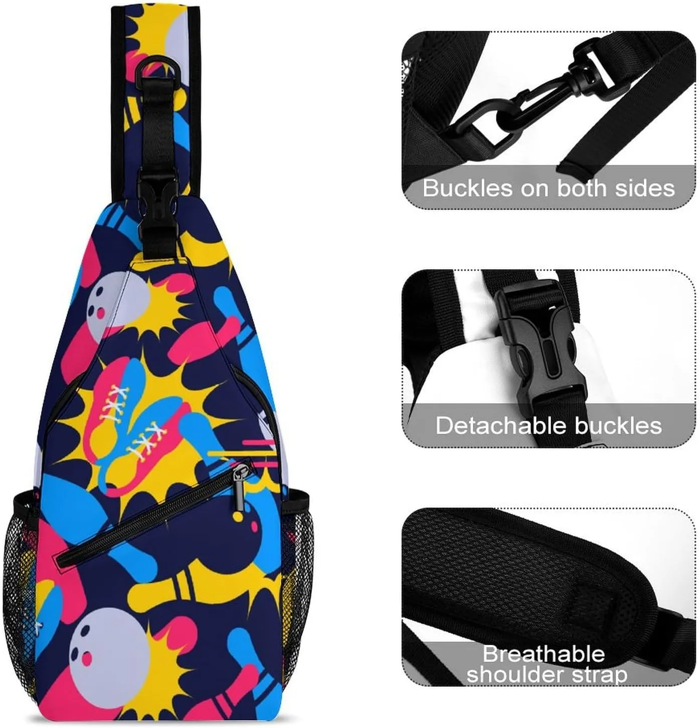 Bowling Balls Sling Backpack Man Womans Crossbody Backpack Chest Bag Running Daypack Shoulder Bag Casual Daypacks Sports Backpacks