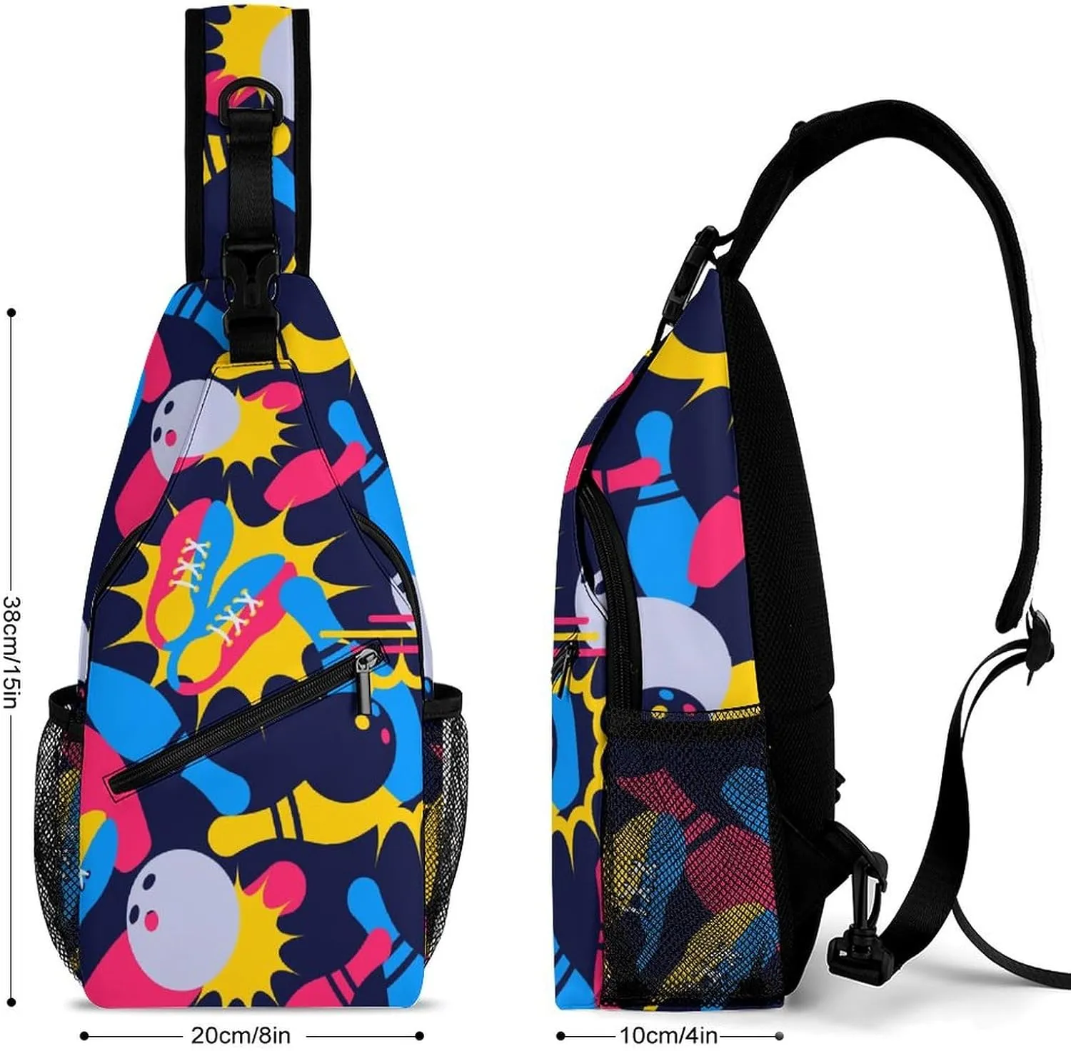Bowling Balls Sling Backpack Man Womans Crossbody Backpack Chest Bag Running Daypack Shoulder Bag Casual Daypacks Sports Backpacks