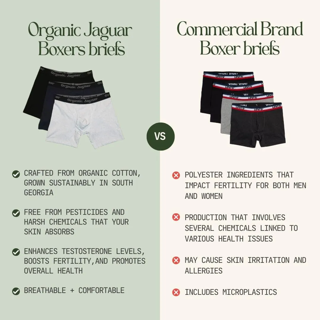 Boxers Briefs for Men, 3 Pack, 100% Cotton, Sustainable, Soft, Lightweight, Breathable, Black/Grey/Blue