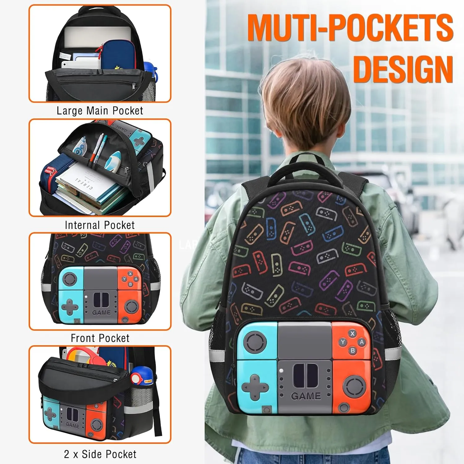 Boys Backpack For School Kids Backpack Game Schoolbag For Children Teens Elementary Middle College Student Bookbag Travel Rucksack Laptop Daypacks