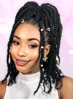 Braided Marley Twist Braiding Hair 12 Inch 8 Packs Pre-looped Short Afro Springy Crochet Braids Pre Twisted Senegalese Distressed Spring Synthetic Crochet Hair (2#, Off Black)