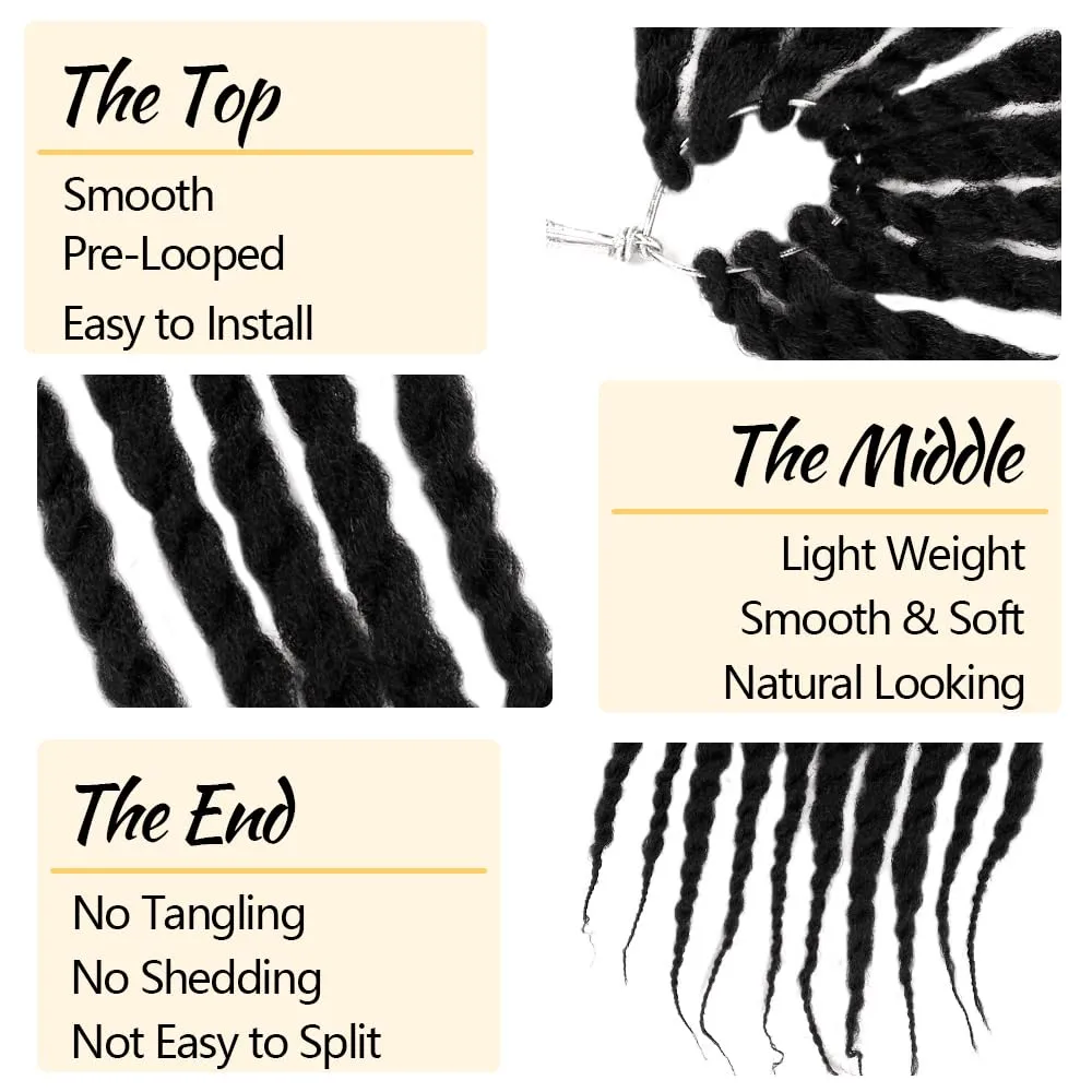 Braided Marley Twist Braiding Hair 12 Inch 8 Packs Pre-looped Short Afro Springy Crochet Braids Pre Twisted Senegalese Distressed Spring Synthetic Crochet Hair (2#, Off Black)