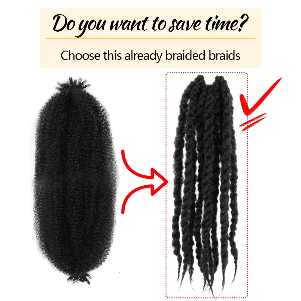 Braided Marley Twist Braiding Hair 12 Inch 8 Packs Pre-looped Short Afro Springy Crochet Braids Pre Twisted Senegalese Distressed Spring Synthetic Crochet Hair (2#, Off Black)