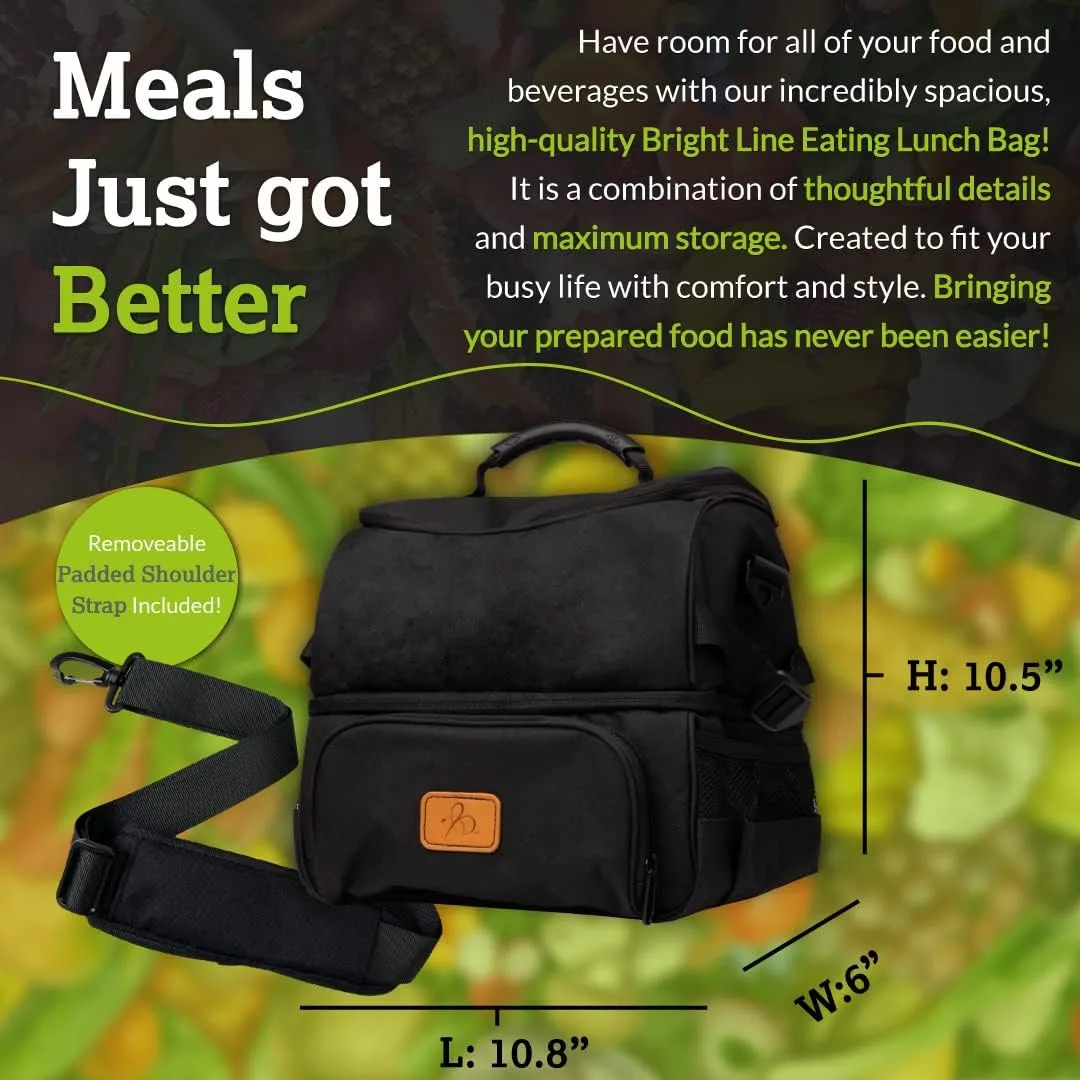 Bright Line Eating 12-Can Insulated Cooler Bag – PEVA Foam Lining Lunch Bag – Soft Cooler Bag w/Pockets & Mesh Shoulder Strap – Travel Cooler Bag w/Double-Deck Compartments for Camping & Beach