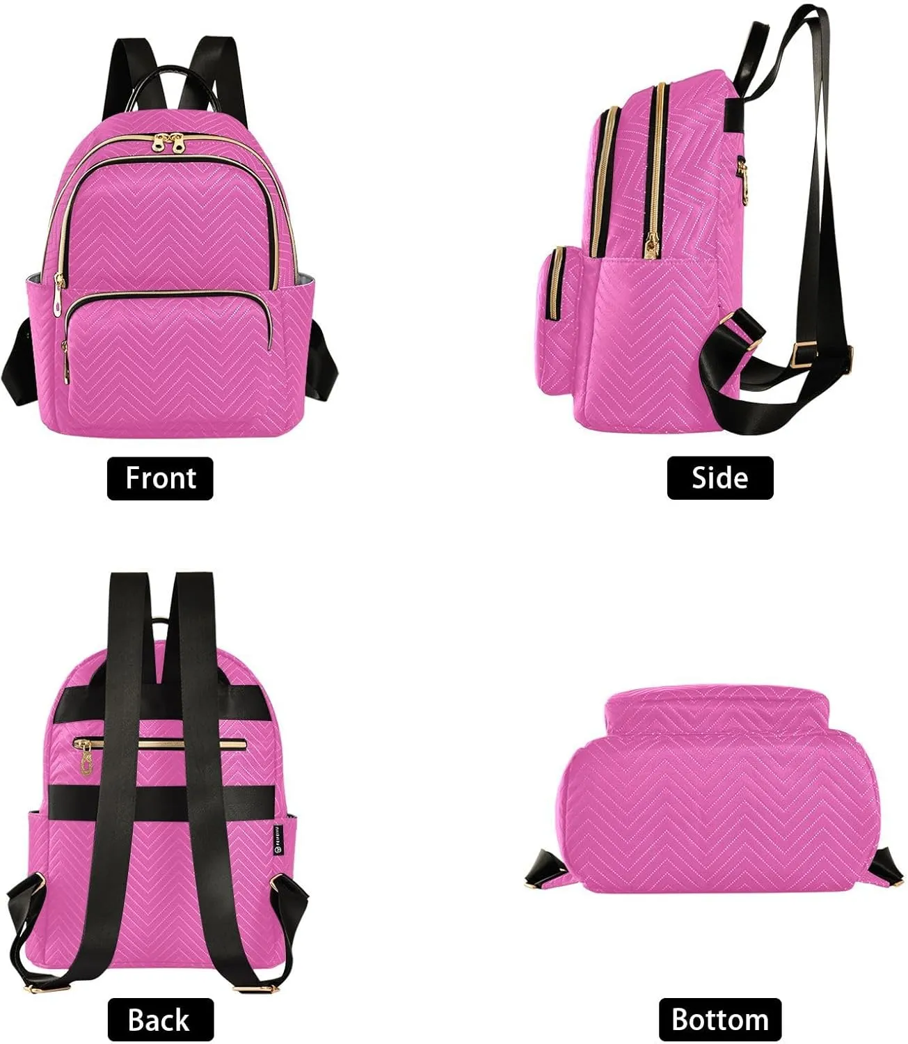 Bright Pink Backpack Purse for Women Cute Bookbag with Anti-theft Back for Women Work S