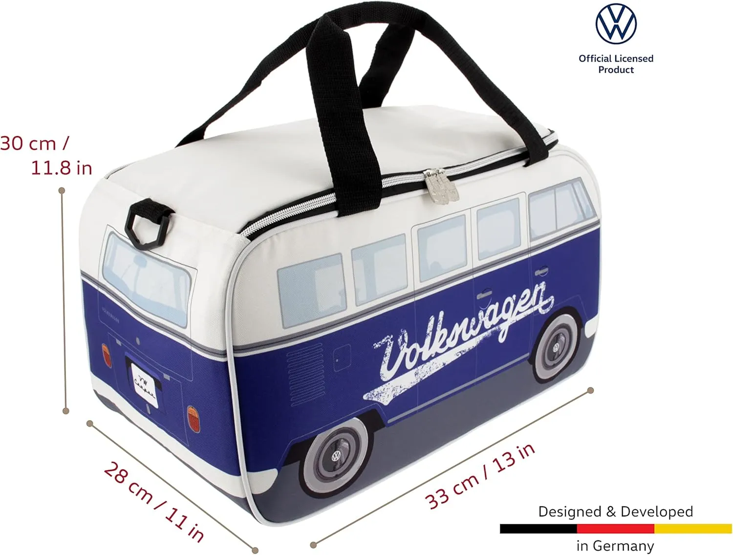 BRISA VW Collection - Volkswagen Insulated Cool-Warm Thermo Picnic Lunch Bag Box for Food in T1 Bus Design (25 Liters/6.6 Gallons)