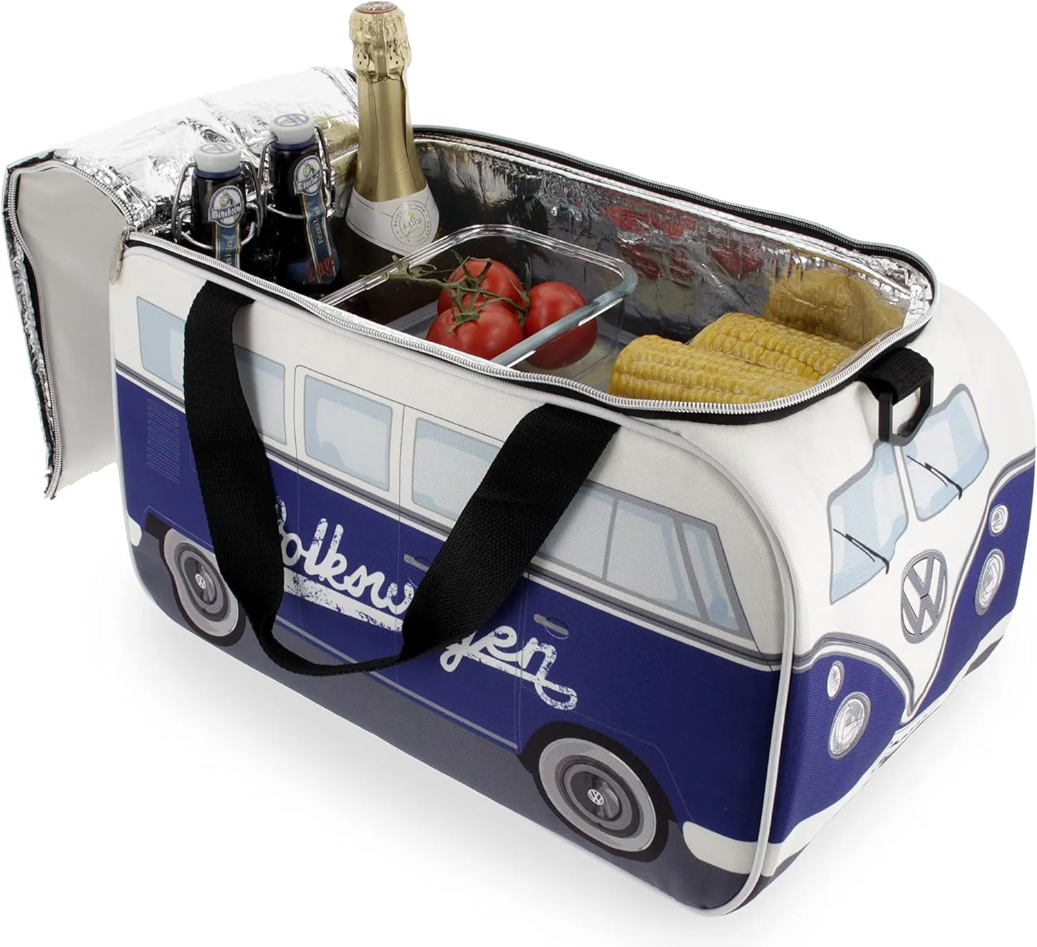 BRISA VW Collection - Volkswagen Insulated Cool-Warm Thermo Picnic Lunch Bag Box for Food in T1 Bus Design (25 Liters/6.6 Gallons)