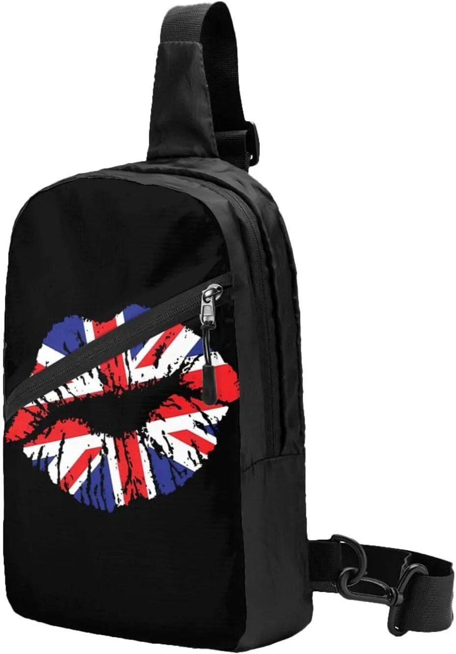 British England UK English Flag Lips Crossbody Bag Portable Sling Bags Foldable Chest Daypack Reusable Sports Shoulder Backpack Diagonally Casual Rucksack Travel Bag