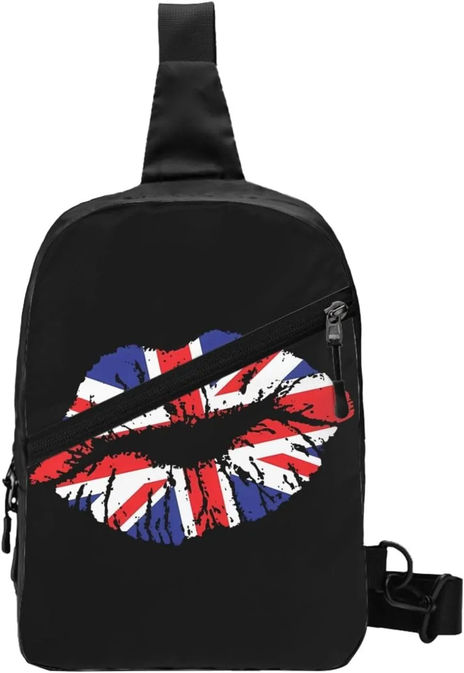 British England UK English Flag Lips Crossbody Bag Portable Sling Bags Foldable Chest Daypack Reusable Sports Shoulder Backpack Diagonally Casual Rucksack Travel Bag