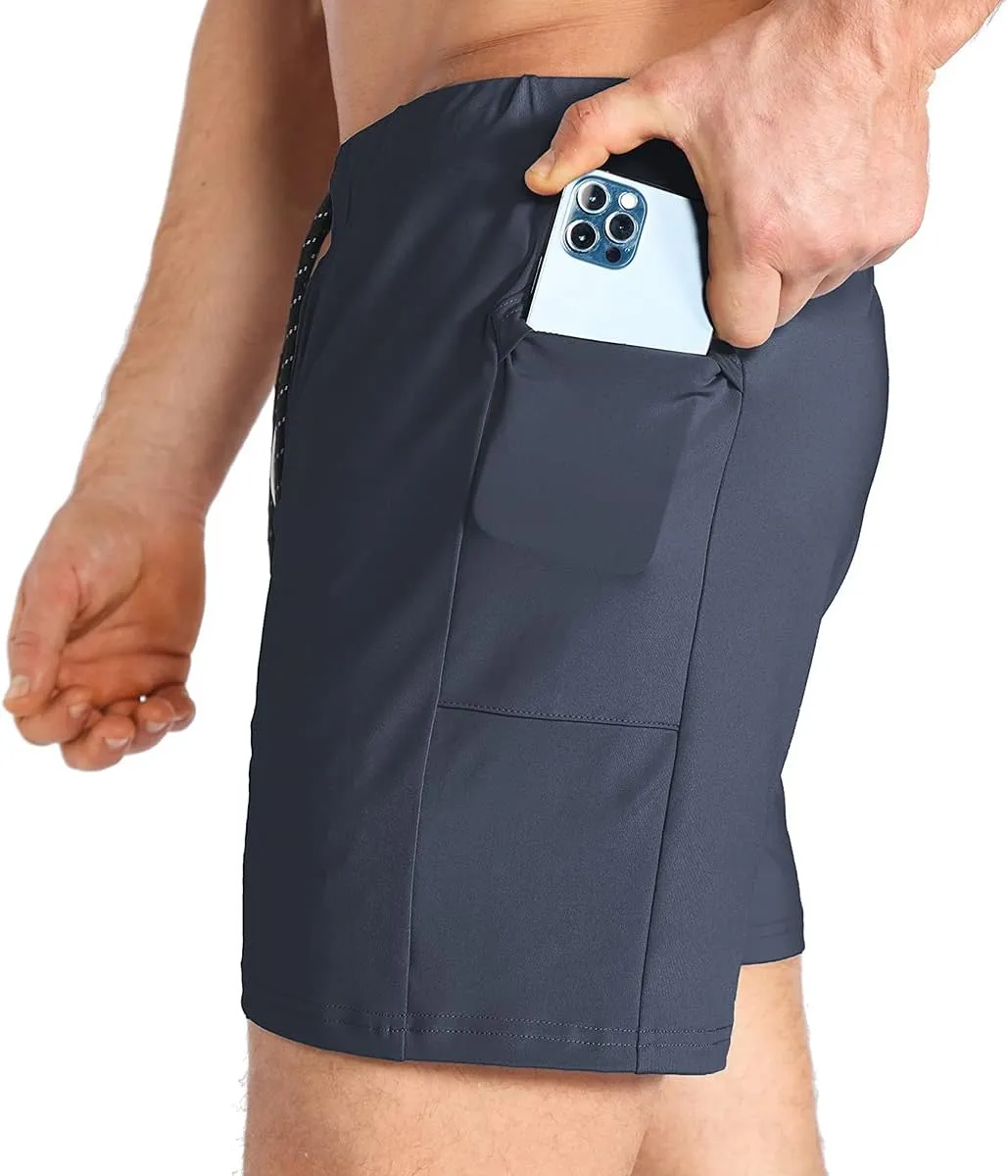 BROKIG Men's Lightweight Gym Shorts,Bodybuilding Quick Dry Running Athletic Workout Shorts for Men with Pockets
