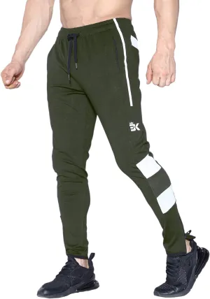 BROKIG Mens Strike White Workout Gym Athletic Jogger Pants Lightweight Running Sweatpants for Men with Pockets